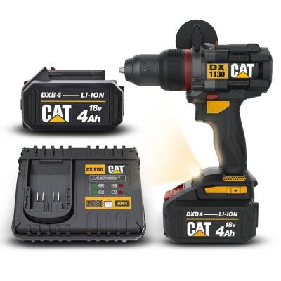 CAT DX1130.1 18Volt/4.0Ah Li-ion 80Nm Çift Akülü Kömürsüz Profesyonel Şarjlı Darbeli Matkap - Cat (1)