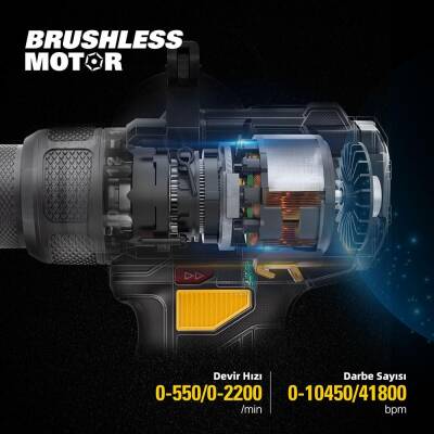 CAT DX1130.1 18Volt/4.0Ah Li-ion 80Nm Çift Akülü Kömürsüz Profesyonel Şarjlı Darbeli Matkap - 9