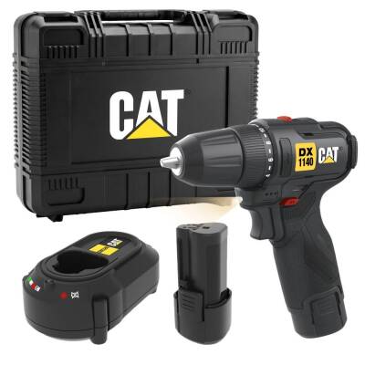 CAT DX1140 12Volt/2.0Ah Li-ion Çift Akülü Kömürsüz Profesyonel Şarjlı Darbesiz Matkap - Cat