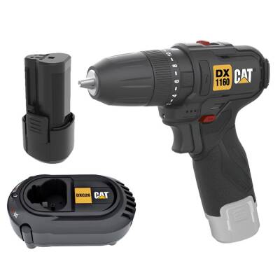 CAT DX1160.1 12Volt/2.0Ah Li-ion Tek Akülü Kömürsüz Profesyonel Şarjlı Darbeli Matkap - Cat (1)