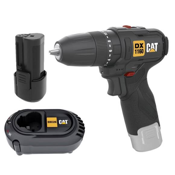 CAT DX1160.1 12Volt/2.0Ah Li-ion Tek Akülü Kömürsüz Profesyonel Şarjlı Darbeli Matkap - 2