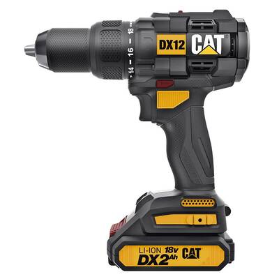 CAT DX12 18Volt/2.0Ah Li-ion Çift Akülü Kömürsüz Profesyonel Şarjlı Darbeli Matkap - Cat (1)