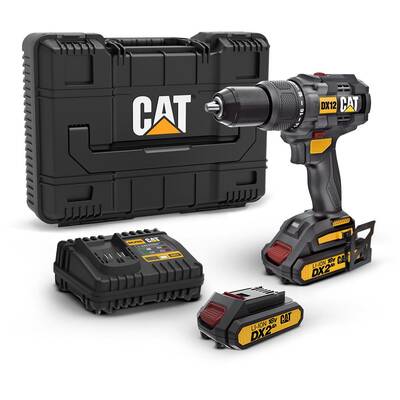 Cat - CAT DX12 18Volt/2.0Ah Li-ion Çift Akülü Kömürsüz Profesyonel Şarjlı Darbeli Matkap