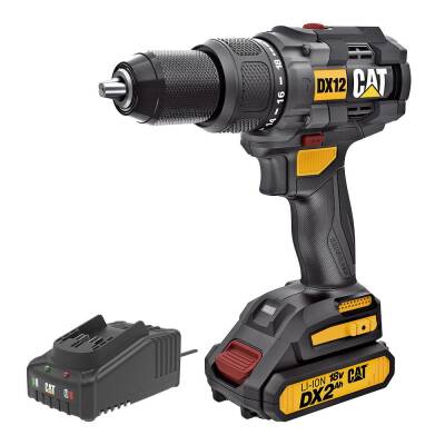 CAT DX12BC 18Volt/2.0Ah Li-ion Tek Akülü Kömürsüz Profesyonel Şarjlı Darbeli Matkap - Cat (1)
