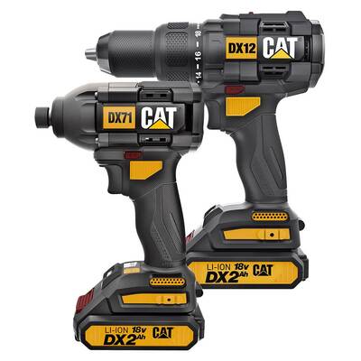 CAT DX12K 18Volt/2.0Ah Li-ion Çift Akülü Kömürsüz Profesyonel Şarjlı Darbeli Matkap + DX71 Kömürsüz Darbeli Tornavida Kombo Set - CAT (1)