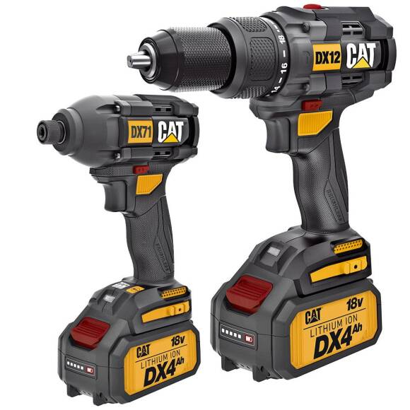 CAT DX12K.2 18Volt/4.0Ah Li-ion Çift Akülü Kömürsüz Profesyonel Şarjlı Darbeli Matkap + DX71.2 Kömürsüz Darbeli Tornavida Kombo Set - 3