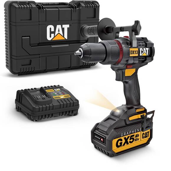 CAT DX13 18Volt/5.0Ah GRAPHENE Li-ion Kömürsüz Profesyonel Şarjlı Darbeli Matkap - 1