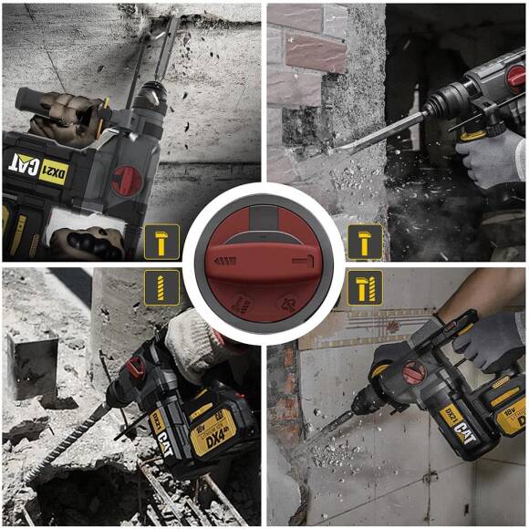 CAT DX21 18Volt 4.0Ah 2.2J Li-ion Çift Akülü Şarjlı Kömürsüz Profesyonel SDS-Plus Pnömatik Kırıcı/Delici - 9
