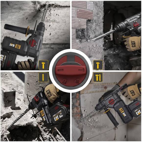 CAT DX2150 18Volt/4.0Ah 2.8J Li-ion Çift Akülü Kömürsüz Profesyonel SDS-Plus Kırıcı/Delici - 8