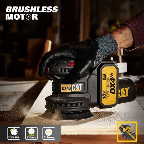 CAT DX43B 18Volt 125mm Kömürsüz Devir Ayarlı Profesyonel Eksantrik Zımpara (Akü Dahil Değildir) - 4