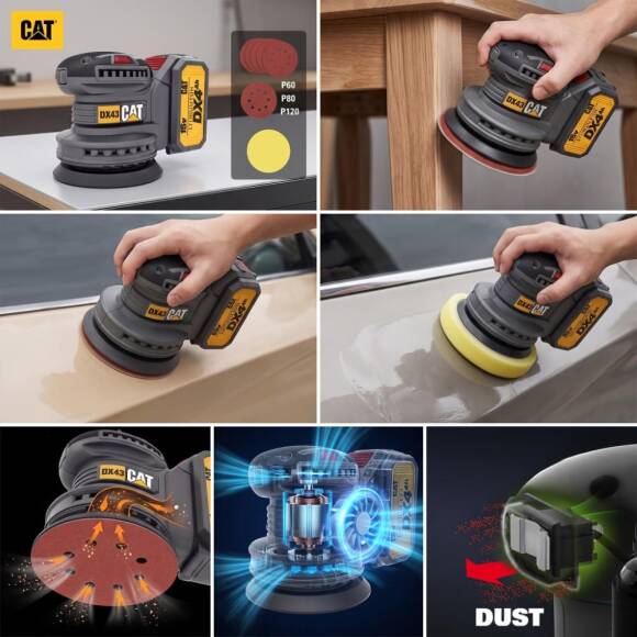 CAT DX43B 18Volt 125mm Kömürsüz Devir Ayarlı Profesyonel Eksantrik Zımpara (Akü Dahil Değildir) - 9