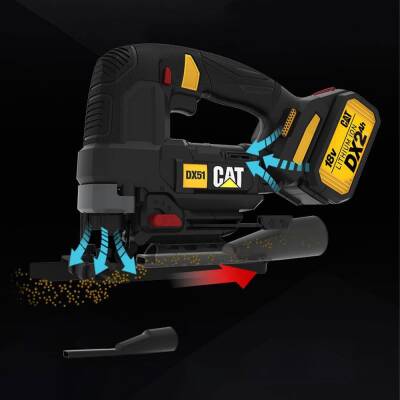 CAT DX51BC 18Volt 2.0Ah Li-ion Tek Akülü Profesyonel Kömürsüz Dekupaj Testere - 8
