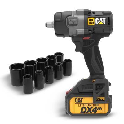 CAT DX7020.1 18Volt 4.0 Ah Çift Akülü Kömürsüz 700/880Nm Profesyonel Şarjlı Somun Sıkma + 10 Adet Lokma Ucu - CAT (1)