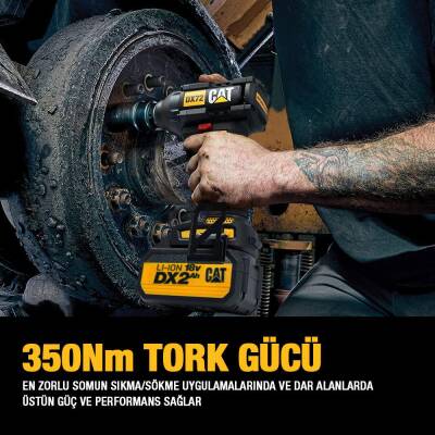 CAT DX72BC 18Volt/2.0Ah Li-ion Tek Akülü Şarjlı 350Nm Kömürsüz Profesyonel Somun Sıkma - 5