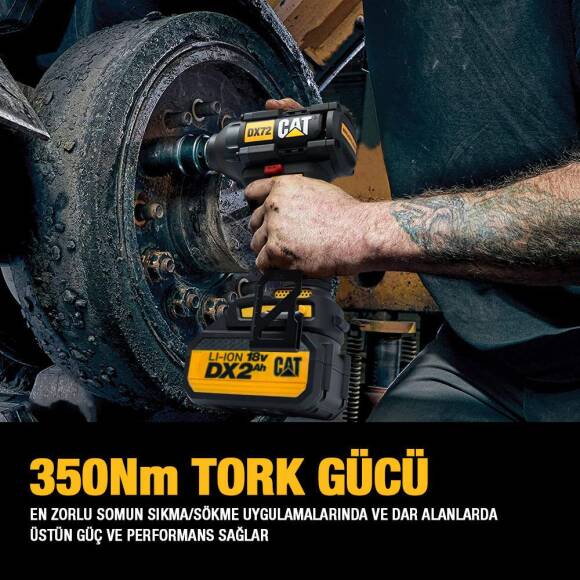 CAT DX72BC 18Volt/2.0Ah Li-ion Tek Akülü Şarjlı 350Nm Kömürsüz Profesyonel Somun Sıkma - 5