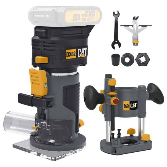 CAT DX82B.3 18Volt Şarjlı Kömürsüz 6mm Devir Ayarlı Profesyonel Avuç İçi El Frezesi Formika Tıraşlama (Akü Dahil Değildir) - 1