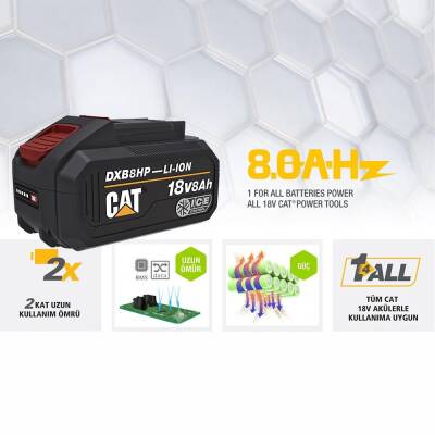 CAT DXB8HP 18Volt 8.0Ah. Li-ion ICE CONTROL ONE FOR ALL Profesyonel Yedek Akü - 8