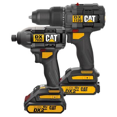 CAT DXK201 18Volt/2.0Ah Li-ion Çift Akülü Kömürsüz Profesyonel Şarjlı Darbeli Matkap + DX7030 + DA01903 Kombo Set - Cat (1)