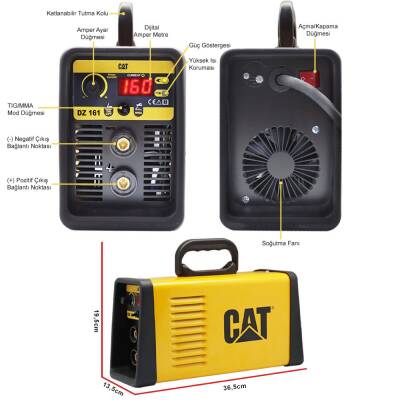 CAT DZ161 160 Amper TIG LIFT/MMA Çanta Tipi Profesyonel Dijital İnverter Kaynak Makinesi - 6
