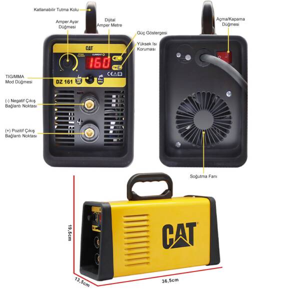 CAT DZ161 160 Amper TIG LIFT/MMA Çanta Tipi Profesyonel Dijital İnverter Kaynak Makinesi - 6
