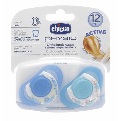 Chicco 2 li Physio Kauçuk Emzik 12 ay+ Erkek - Chicco