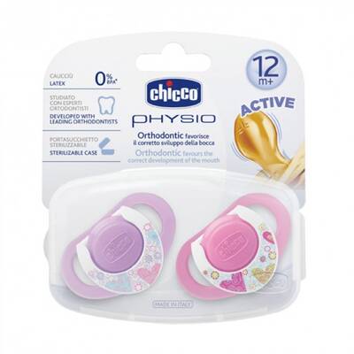 Chicco 2 li Physio Kauçuk Emzik 12 ay+ Kız - 1