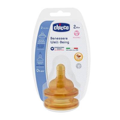 Chicco Biberon Emziği 2 ay+Akış Ayarlı 2li kauçuk - Chicco