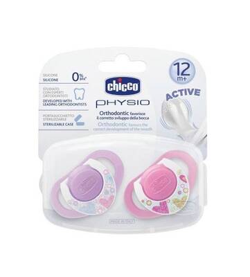 Chicco Physio Compact 2 li Silikon Emzik 12 ay+ Kız - 8058664059294 - Chicco