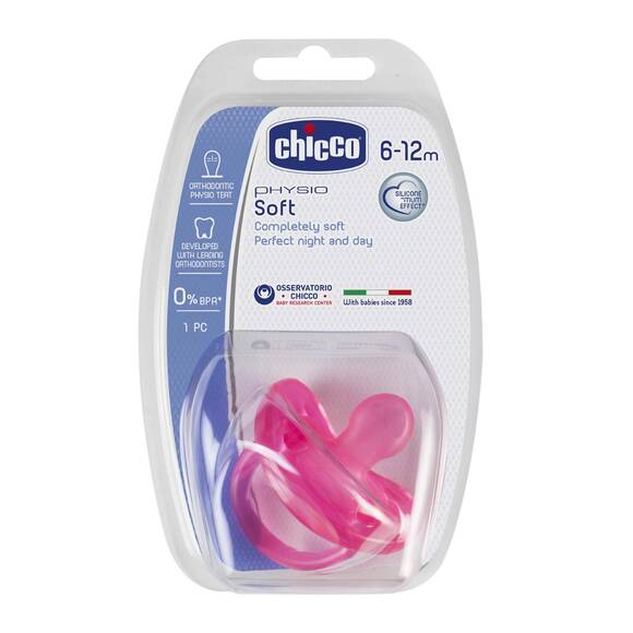 Chicco Physio Soft Silikon Emzik 12 Ay Pembe - 1