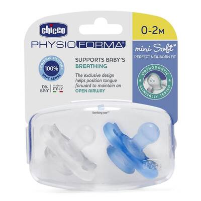 Chicco - Chicco PhysioForma Mini Soft 2'li Emzik 0-2 Ay Erkek
