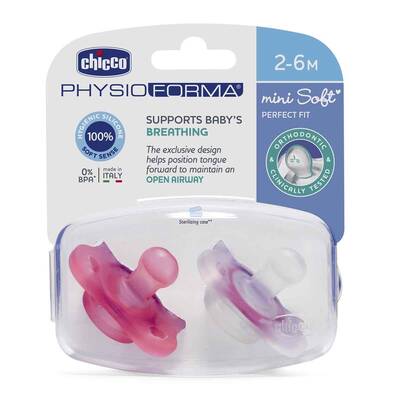 Chicco PhysioForma Mini Soft 2'li Emzik 2-6 Ay Kız - Chicco