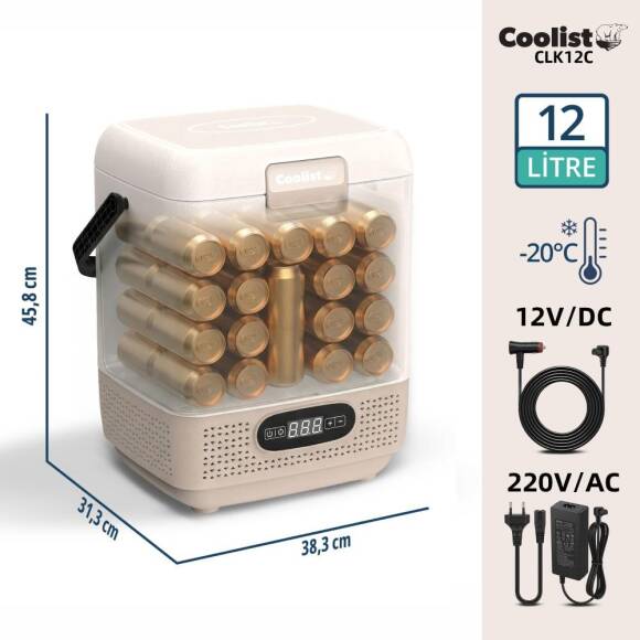 Coolist CLK12C 12/24Volt/ 220Volt 12 Litre Taşınabilir Kompresörlü Oto Buzdolabı - 5