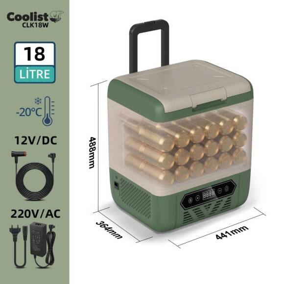 Coolist CLK18W 12/24Volt/ 220Volt 18 Litre Kompresörlü Tekerlekli Outdoor Oto Buzdolabı - 5
