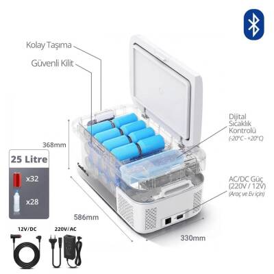 Coolist CLK25B 12/24Volt/ 220Volt 25 Litre Kompresörlü Bluetooth Bağlantılı Oto Buzdolabı - 5