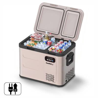 Coolist CLK50D 12/24V/220Volt 49 Litre Çift Bölmeli Outdoor Kompresörlü Bluetooth Bağlantılı Oto Buzdolabı - Coolist