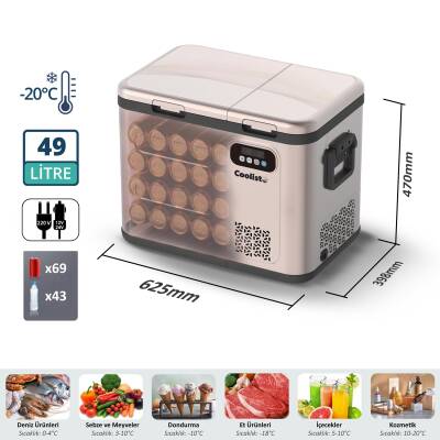 Coolist CLK50D 12/24V/220Volt 49 Litre Çift Bölmeli Outdoor Kompresörlü Bluetooth Bağlantılı Oto Buzdolabı - 3