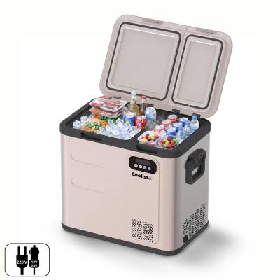 Coolist CLK60D 12/24V/220Volt 59 Litre Çift Bölmeli Outdoor Kompresörlü Bluetooth Bağlantılı Oto Buzdolabı - Coolist