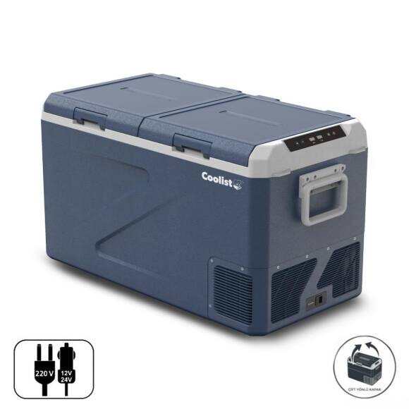 Coolist CLK80D 12/24V 220Volt 82,5 Litre Çift Bölmeli Kompresörlü Outdoor Oto Buzdolabı/Dondurucu - 1