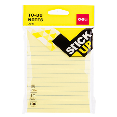 Deli - Deli To-Do Sticky Notes Sarı Yapışkanlı Not Kağıdı 152*101 mm 100 Yaprak A00752