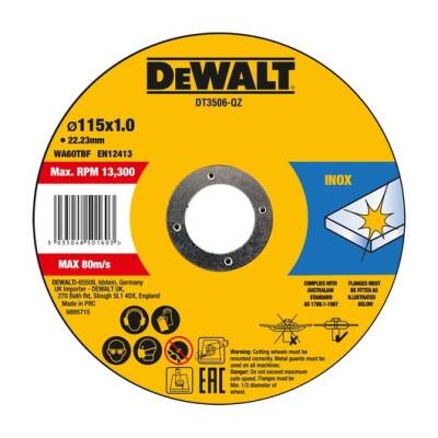 Dewalt DT3506 Metal Kesme Diski 115 x 1.0 x 22.23 mm - Dewalt