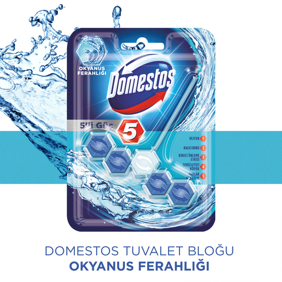 Domestos WC Blok 5'li Güç Okyanus Ferahlığı 55 gr - 4