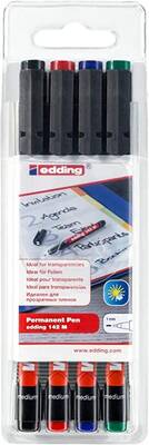 Edding - Edding Asetat Kalemi 140 S Karışık Renk 4' lü Paket (1)