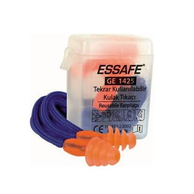 Essafe - Essafe Gürültü Önleyici Çam Tipi Kulak Tıkacı Kordonlu Kutulu 24 dB (CE EN 352-2)