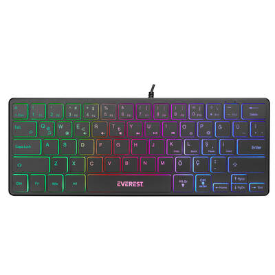 Everest KB-73M MINICO USB Rainbow Aydınlatmalı Q Klavye - Everest (1)