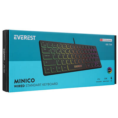 Everest KB-73M MINICO USB Rainbow Aydınlatmalı Q Klavye - 5