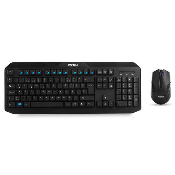 Everest KM-8000 Siyah Kablosuz Q Multimedya Klavye + Mouse Set