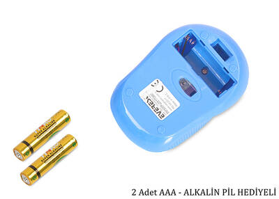 Everest SM-300 Usb Mavi 4D Optik Alkalin Pil Kablosuz Mouse - Thumbnail