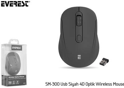 Everest SM-300 Usb Siyah 4D Optik Süper Sessiz Alkalin Pil Kablosuz Mouse - Thumbnail