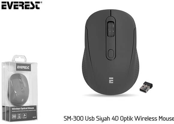 Everest SM-300 Usb Siyah 4D Optik Süper Sessiz Alkalin Pil Kablosuz Mouse - 5