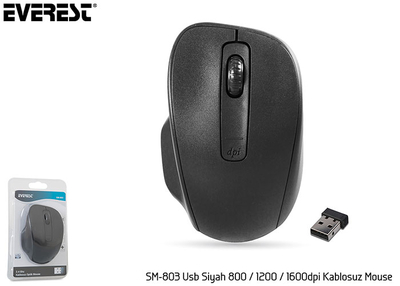 Everest Sm-803 Usb Siyah 800-1200-1600 Dpi Kablosuz Mouse - 3